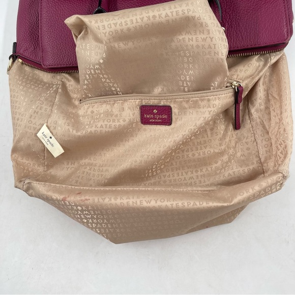 Kate Spade Magenta Pebbled Leather Zip Pocket Satchel Shoulder Bag - Picture 13 of 16